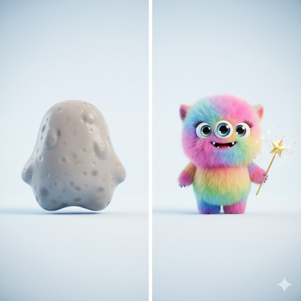 Illustration d'un monstre vague et d'un monstre précis