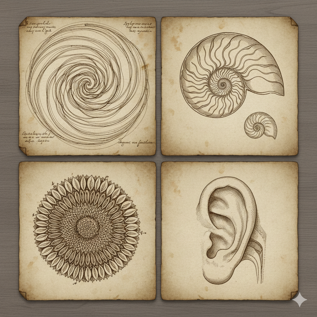 Collage de spirales naturelles