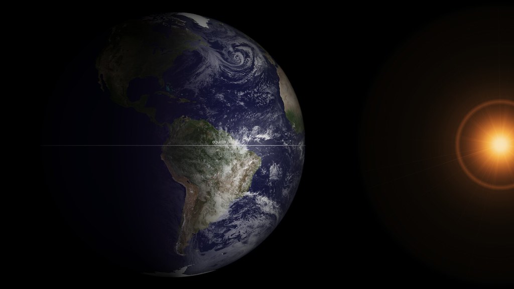 La Terre vue d'espace à l'équinoxe de printemps