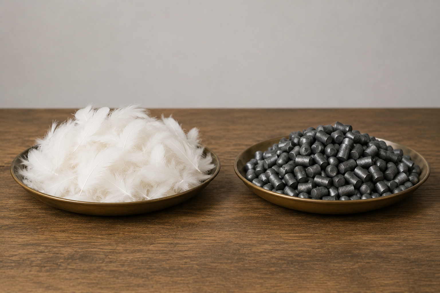 1 kg de plumes vs 1 kg de plomb