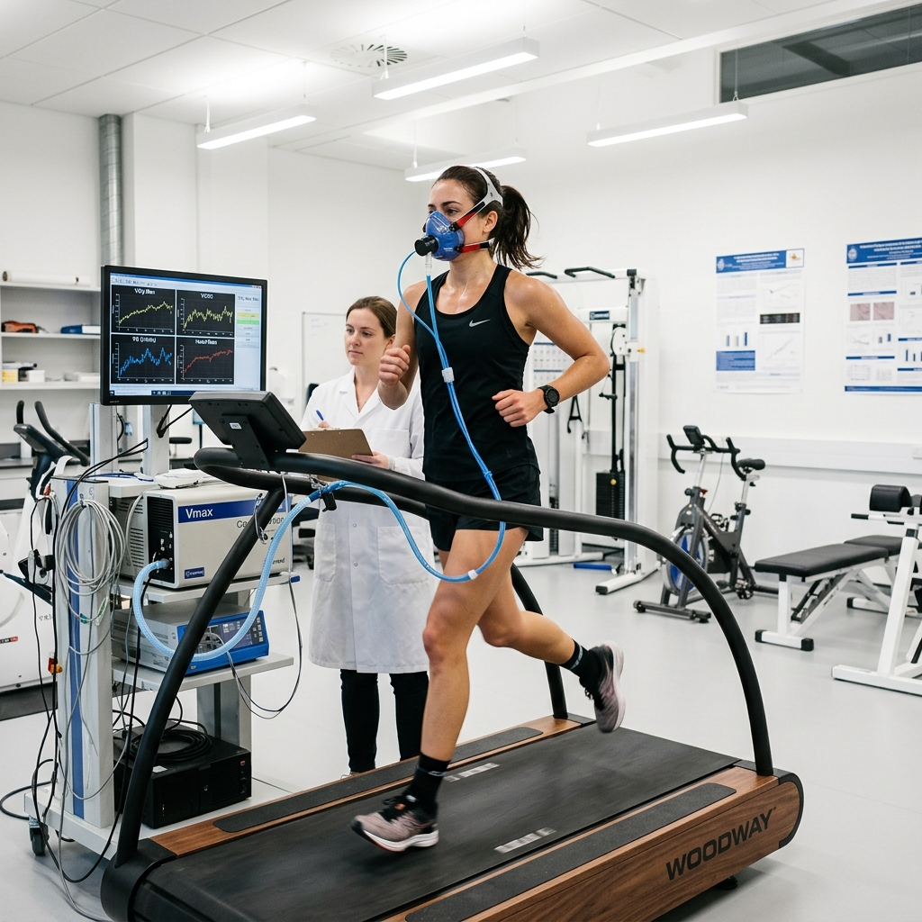 Sportive évaluant ses capacités respiratoires