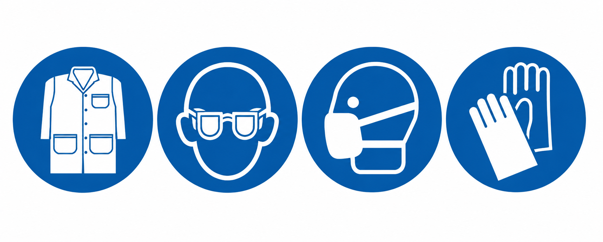 Équipements de Protection Individuelle : blouse, lunettes, masque, gants