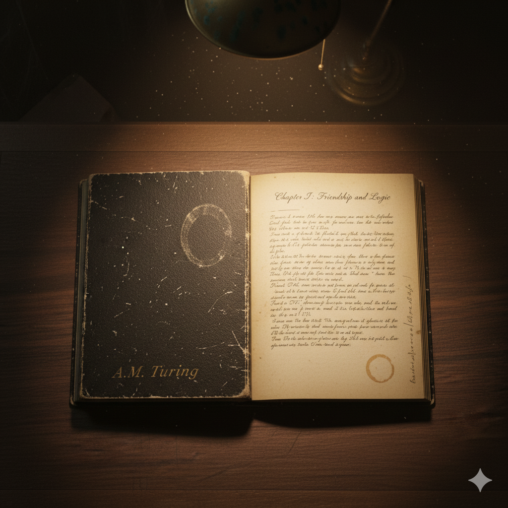 Carnet ouvert révélant le premier chapitre